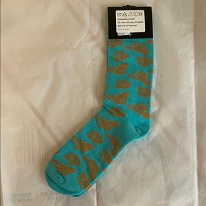 Turquoise and Orange Butterfly Casual Socks